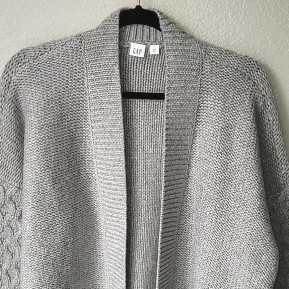 GAP Chunky Mix-Knit Cardigan Sweater, Size Large Tall, Color Heather Grey - Picture 3 of 7